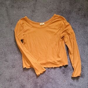 J for Justify Orange Long Sleeve Ribbed Crop Blouse